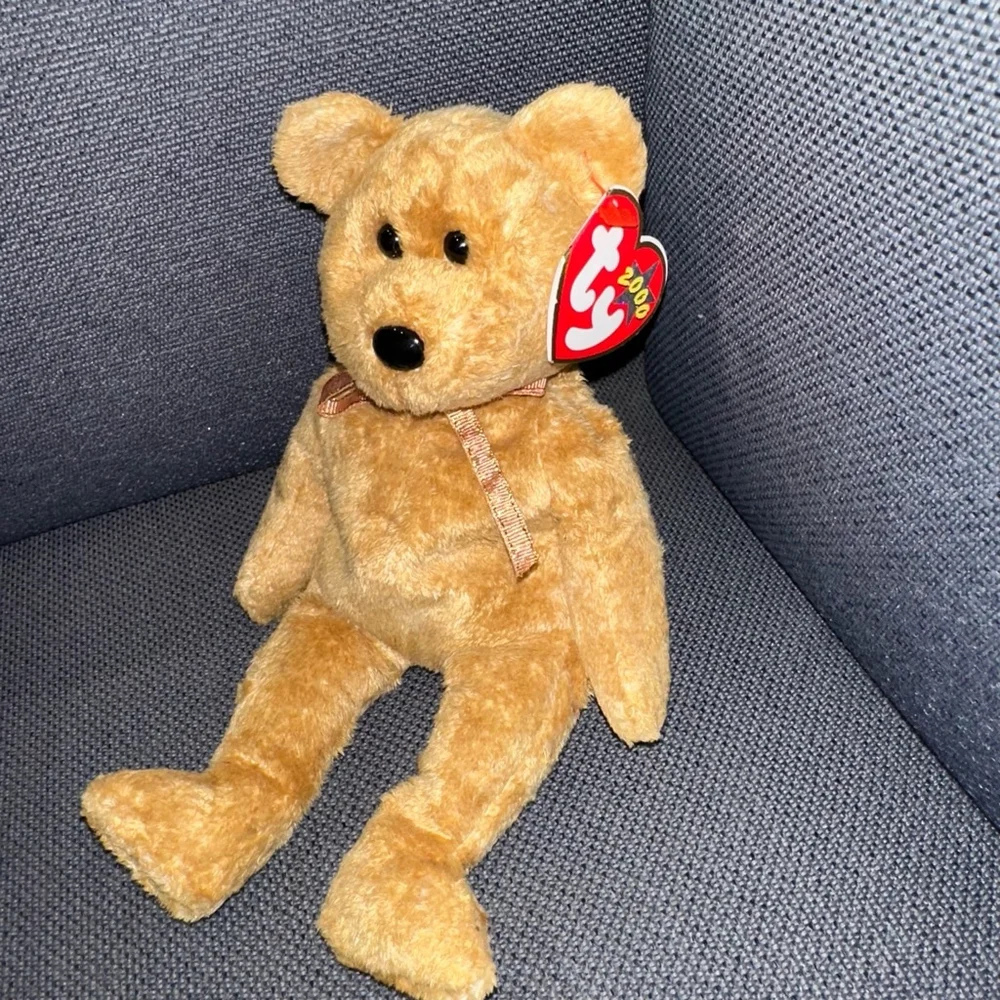 Ty Beanie Baby Bear Plush Toy, Brown, Cashew 2000 New NWT Vintage - Picture 2 of 11